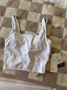 Vuori White Square-Neck Crop Camisole with Wide Straps